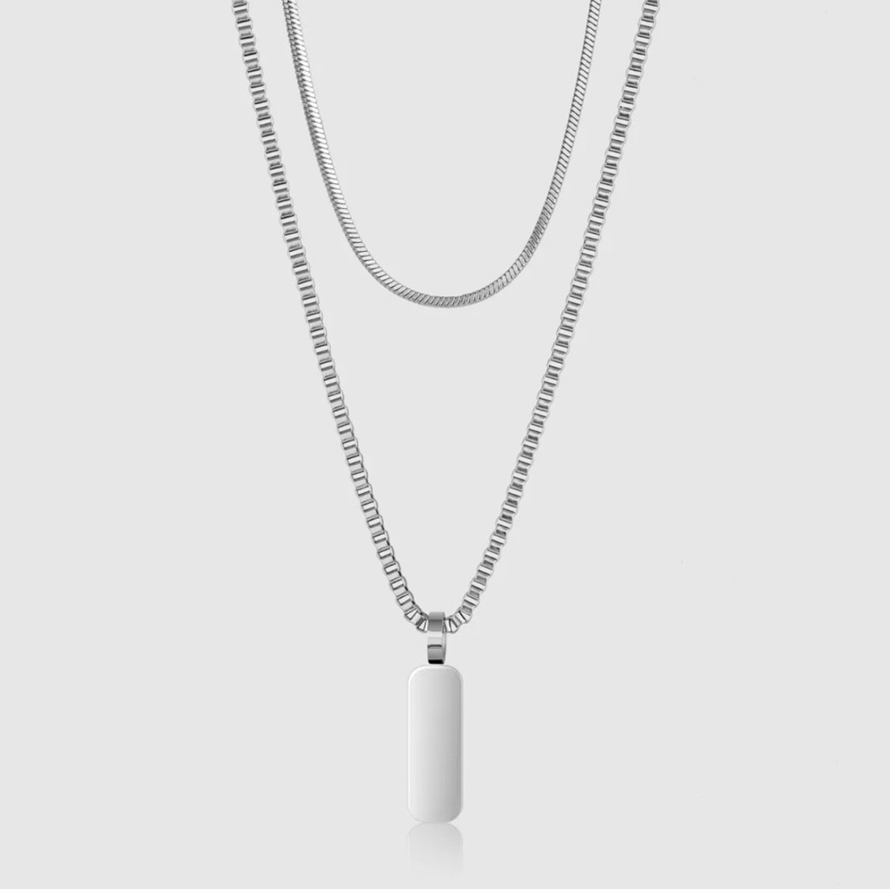 Minimal Pendant Necklace Duo- silver